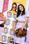 QOS Lavender Sequin Tiger Face Midi Tee Dress