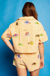 QOS Yellow & White Stripe Multi Puffer Shorts