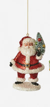 180 Degree Red Glitter Santa Ornament