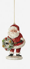 180 Degree Red Glitter Santa Ornament