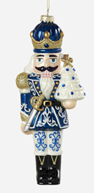 180 Degree Blue and White Nutcracker Ornament