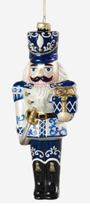 180 Degree Blue and White Nutcracker Ornament