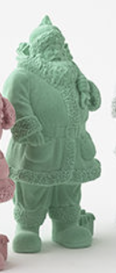 180 Degree Small Flocked Santa