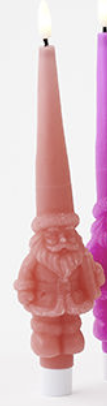 180 Degree Lit Santa Taper Candle