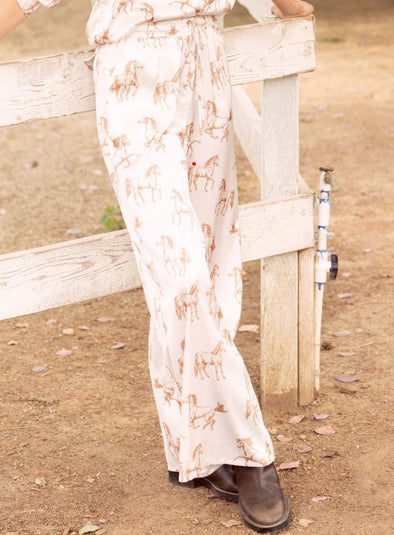 Skies Are Blue Horse Satin Pants