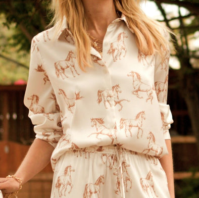 Skies Are Blue Horse Button Down Shirt