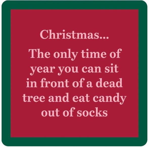 Drinks on Me XMAS Dead Tree Coaster