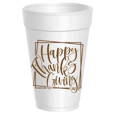 Happy Thanksgiving Square Styrofoam Cups