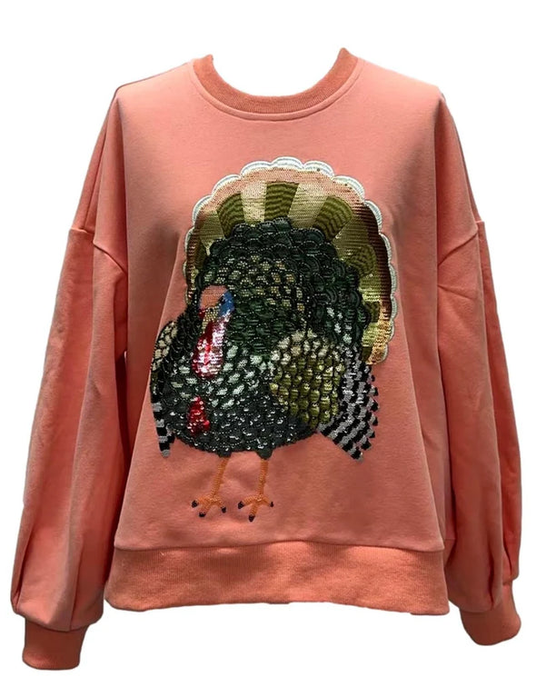 QOS Peach Big Turkey Sweatshirt