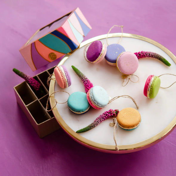 Glitterville Gift Box of Half and Half Macaron Ornaments