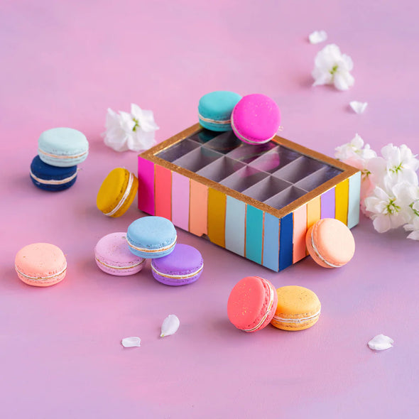 Glitterville 12 set Rainbow Macaron Ornament Box