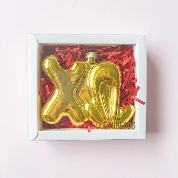 Duo Threads Chi Omega Gold Bubble Letter Sorority Ornament