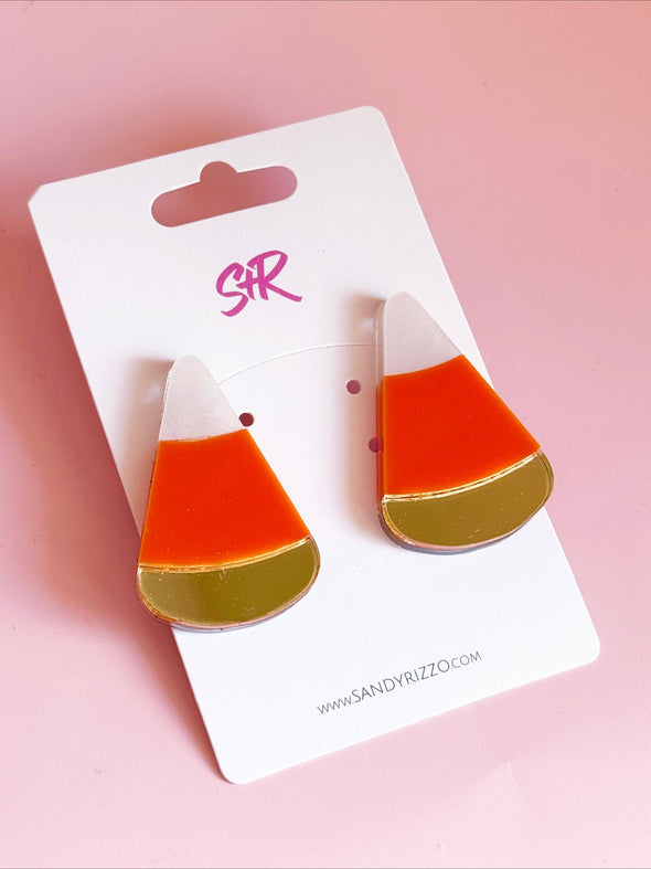 Candy Corn Acrylic Statement Stud Earring