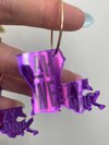Louie Love Mirror Purple Acrylic Louisiana State Hoop Earrings