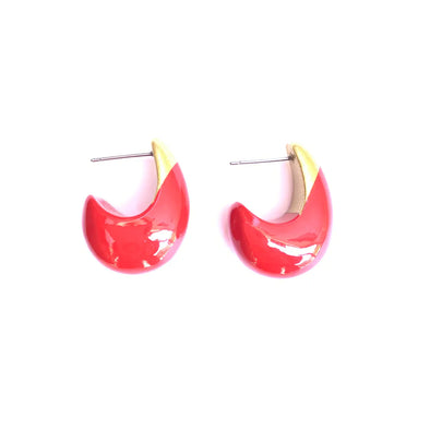 Accessory Jane Lacqured Teardrop Earrings- Red