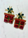 Louie Love Christmas Jewelry Beaded Green Red Holiday Present Earrings