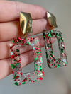 Louie Love Acrylic Colorful Confetti Christmas Celebration Earrings