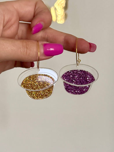 Louie Love Purple & Gold Baseball Omaha Jello Shot LSU Gameday Earrings