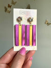 Louie Love Gold Purple Acrylic Louisiana LSU Tigers Mardi Gras Earrings