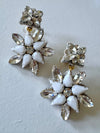 Louie Love Beaded White Snowflake Poinsettia Christmas Earrings