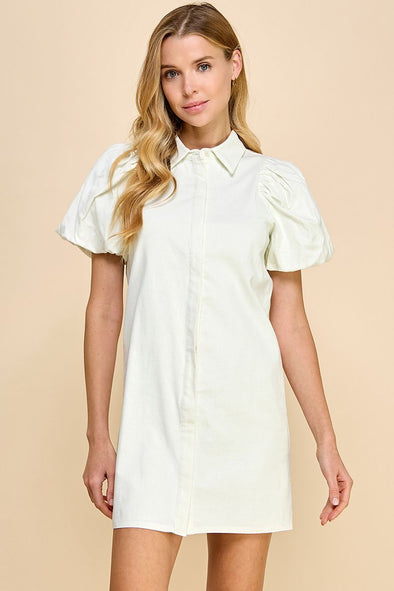 TCEC Collared Puff Sleeve Dress