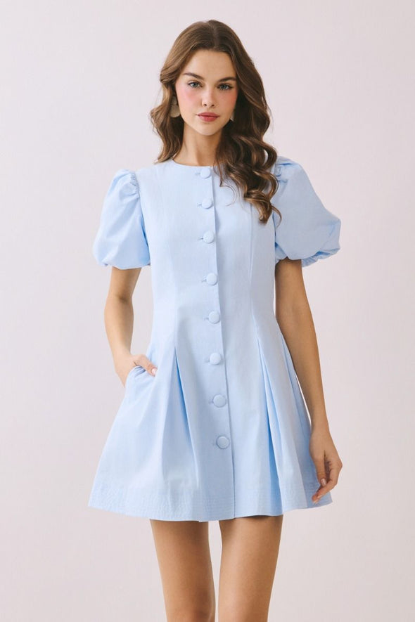 TCEC Baby Blue Button Down Mini Dress