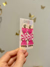 Louie Love Acrylic Pink Christmas Candy Cane Festive Earrings