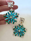 Louie Love Beaded Pink & Blue Snowflake Christmas Winter Earrings