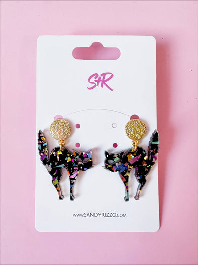 Midnight Confetti Acrylic Scaredy Cat Dangle Earring