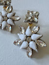 Louie Love Beaded White Snowflake Poinsettia Christmas Earrings