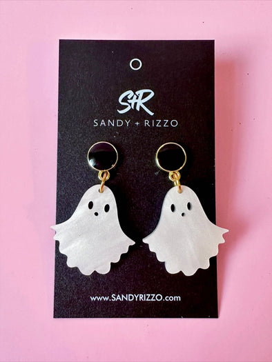White Pearl Acrylic Ghost Dangle Earring
