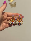 Louie Love Gold Purple Acrylic Gameday LSU Tiger Face Earrings