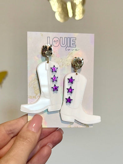 Louie Love Acrylic Rhinestone Star Cowboy Gameday Tailgate Boot Earring