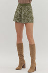 Entro Olive Floral Embroidered Shorts