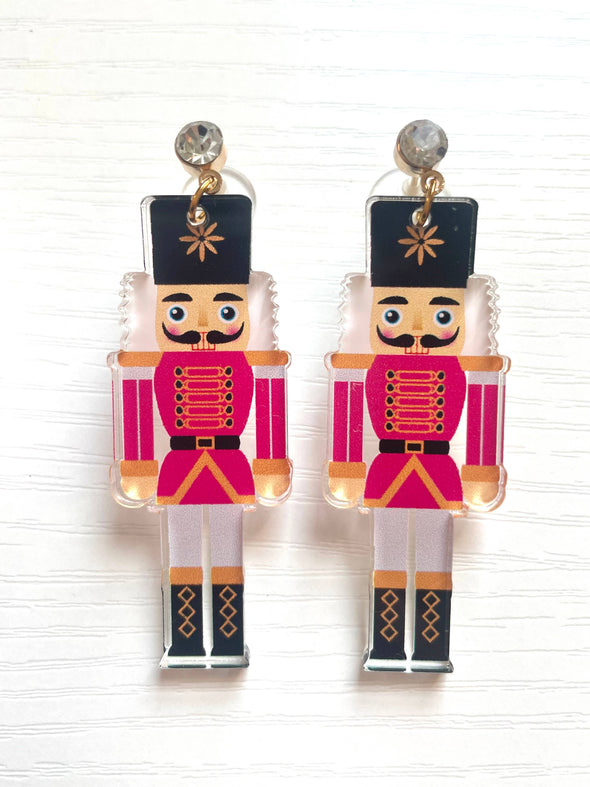 Acrylic Print Christmas Nutcracker Earrings