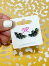 Black Glitter Acrylic Bat Stud Earring