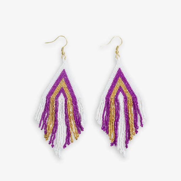 Ink+Alloy Gameday Stacked Triangle Beaded Fringe Earrings