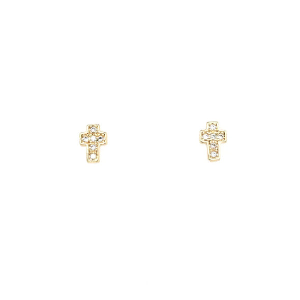 Coastal Grit CZ Gold Cross Earrings