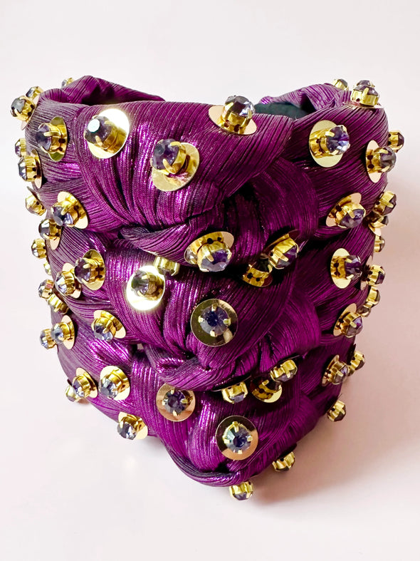 Sandy + Rizzo Purple and Gold Luxe Headband