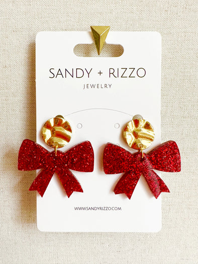 Holiday Red Bow Earrings
