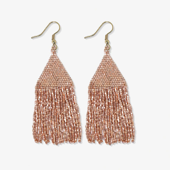 Ink + Alloy Lexie Solid Rose Gold Beaded Fringe Earrings