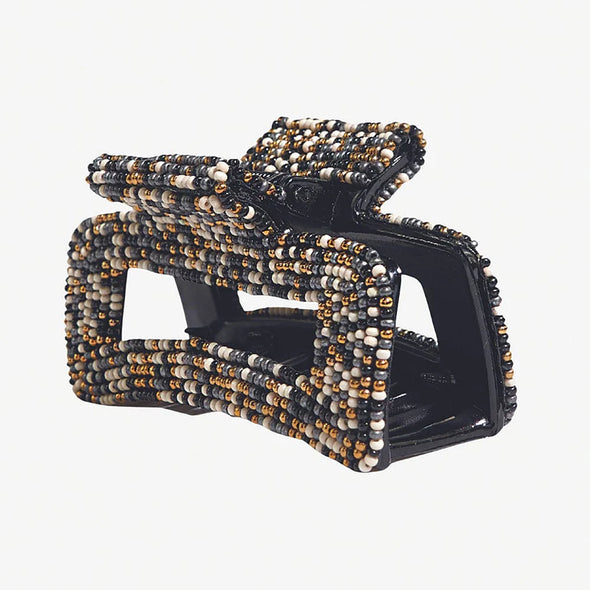 Ink + Alloy Lola Confetti Beaded Claw Clip- Black/White