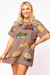 QOS Maroon Queen of Turkey Short Sleeve Dress