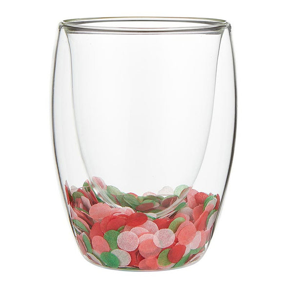 Slant Pink Green & Red Wineglass