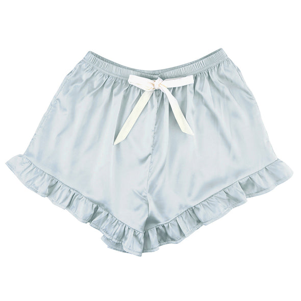 Blue Velvet Ruffle Pajama Shorts