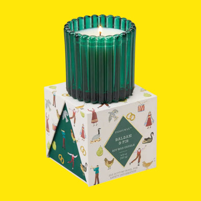Paddywax Green Tinted Glass in Holiday Merry Box - Balsam & Fir