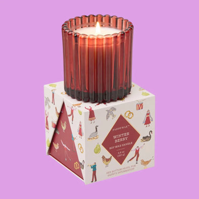 Paddywax Red Tinted Glass in Holiday Merry Box - Winter Berry