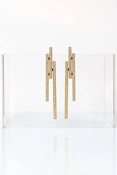 Hello Edie Triple Pave Bar Earrings