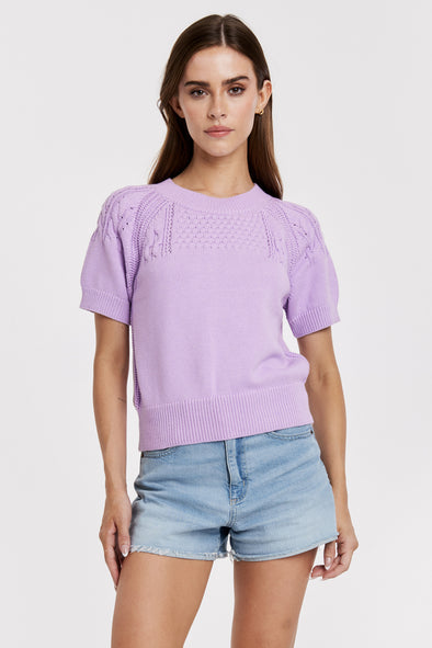 Another Love Dewy Iris Elsie Short Sleeve Sweater