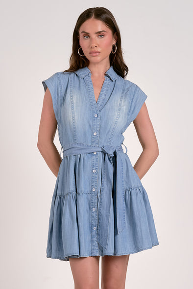 Elan Blue Denim Lila Mini Dress